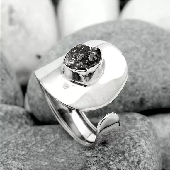 Herkimer diamond sterling silver ring adjustable - Picture 3 of 4